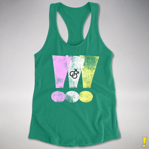 Twink Pride Grunge Exclamation Points Women's Racerback Tank - Kelly Green